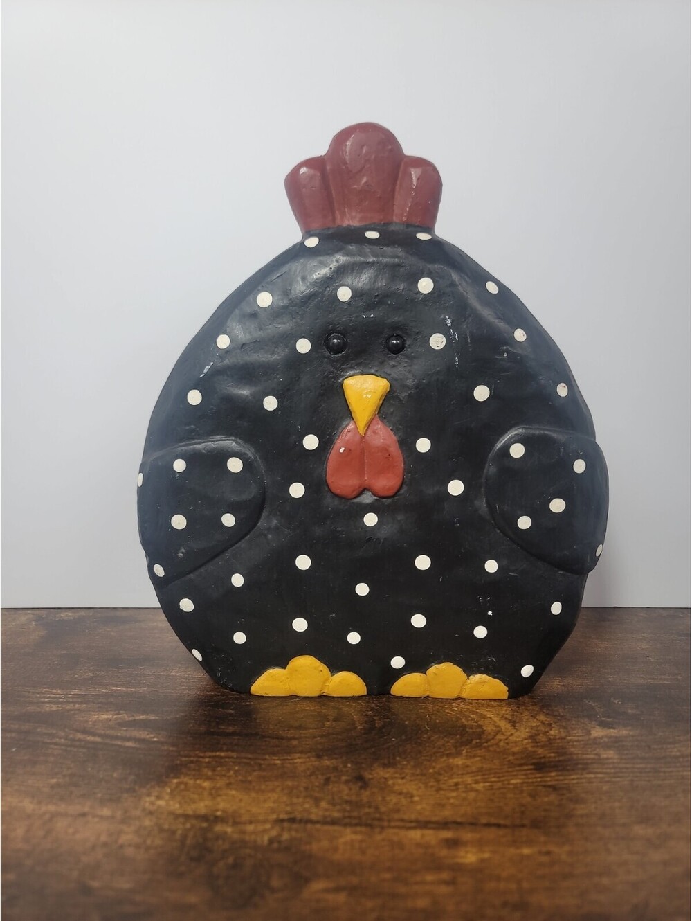 Vintage Polka Dot Chicken Figurine Hand Painted Made in Philippines